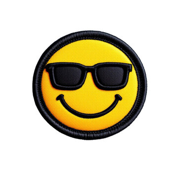 Yellow Smiley Face Patch with Sunglasses Embroidered patch