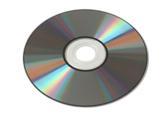Isolated cd or dvd disc isolated on white or transparent background. PNG highlighting the circular shape and surface for media and technology visuals