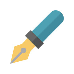 Stylized fountain pen illustration in flat design style isolated