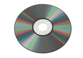 Isolated cd or dvd disc isolated on white or transparent background. PNG highlighting the circular shape and surface for media and technology visuals