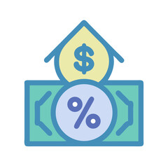 Loan interest rate with dollar currency icon graphic