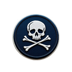 Dark Blue Embroidered Skull and Crossbones Patch Round
