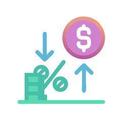 Financial fluctuation stock icon with upward and downward trend