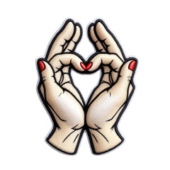 Embroidered Hands Forming a Heart Patch beige embroidered