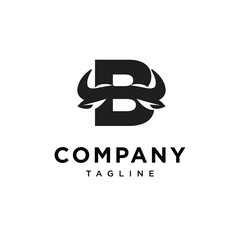 Letter B Cow Horns Logo Icon Vector