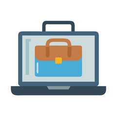 Laptop showcasing business portfolio, online presence and digital work