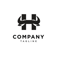 Letter H Cow Horns Logo Icon Vector
