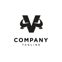 Letter V Cow Horns Logo Icon Vector