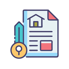 Fototapeta premium House key and document illustration related to home purchase