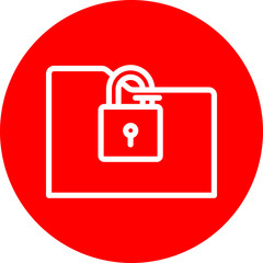 Obraz premium Locked Folder Vector Line White Circle Red