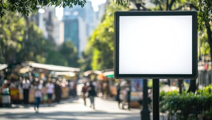 Obraz premium Blank billboard in urban park setting