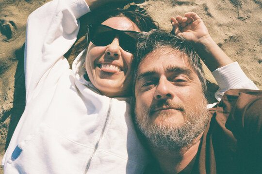 Mature Couple Selfie on Beach 
