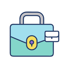 Obraz premium Stylized briefcase icon with side pocket on black background