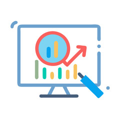 Business growth chart analysis on computer screen display