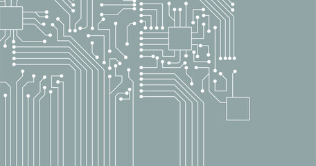 White circuit line technology pattern on light blue background vector.