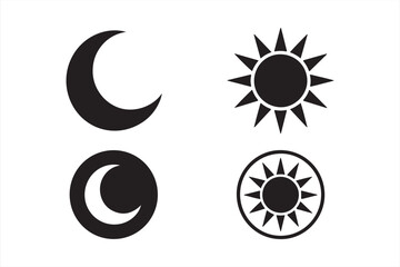 Sleek Sun and Moon Vector Icons for Modern Iconography