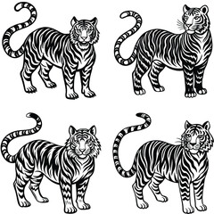 Tiger Vector Silhouette Bundle Collection.