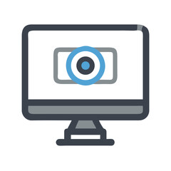 Modern computer monitor with integrated webcam icon illustration
