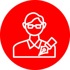 Author Profile Vector Line White Circle Red