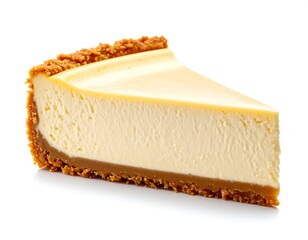 Classic Cheesecake Slice on White Background