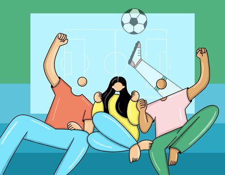 Watching football with friends