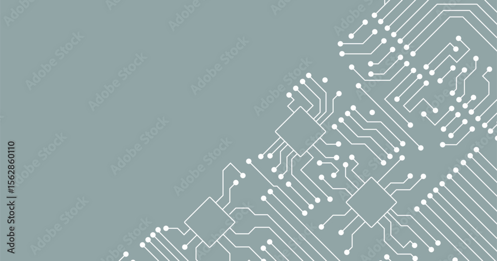 Wall mural white circuit line technology pattern on light blue background vector.