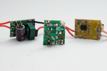 High-resolution product photography of electronic components including PCB boards, LED modules, and...