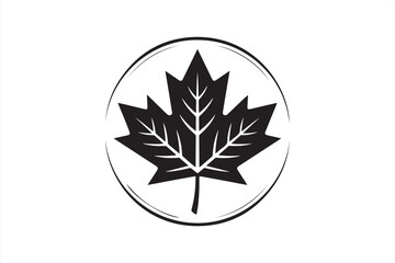 Simple Maple Leaf Outline with Strong Lines, Vector Illustration