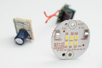 High-resolution product photography of electronic components including PCB boards, LED modules, and...