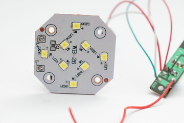 High-resolution product photography of electronic components including PCB boards, LED modules, and...