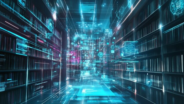 Futuristic library data tunnel