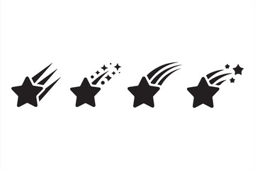  Minimalist Vector Icons of Shooting Stars, Simple Cosmic Theme