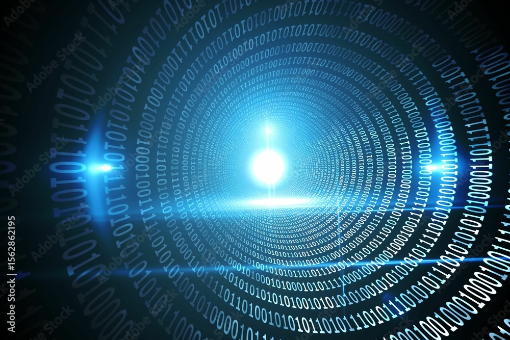 Poster spiral of shiny binary code