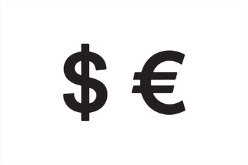 Minimalist Dollar and Euro Symbols for Financial Illustration