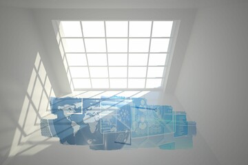 Abstract screen in room showing technology interface