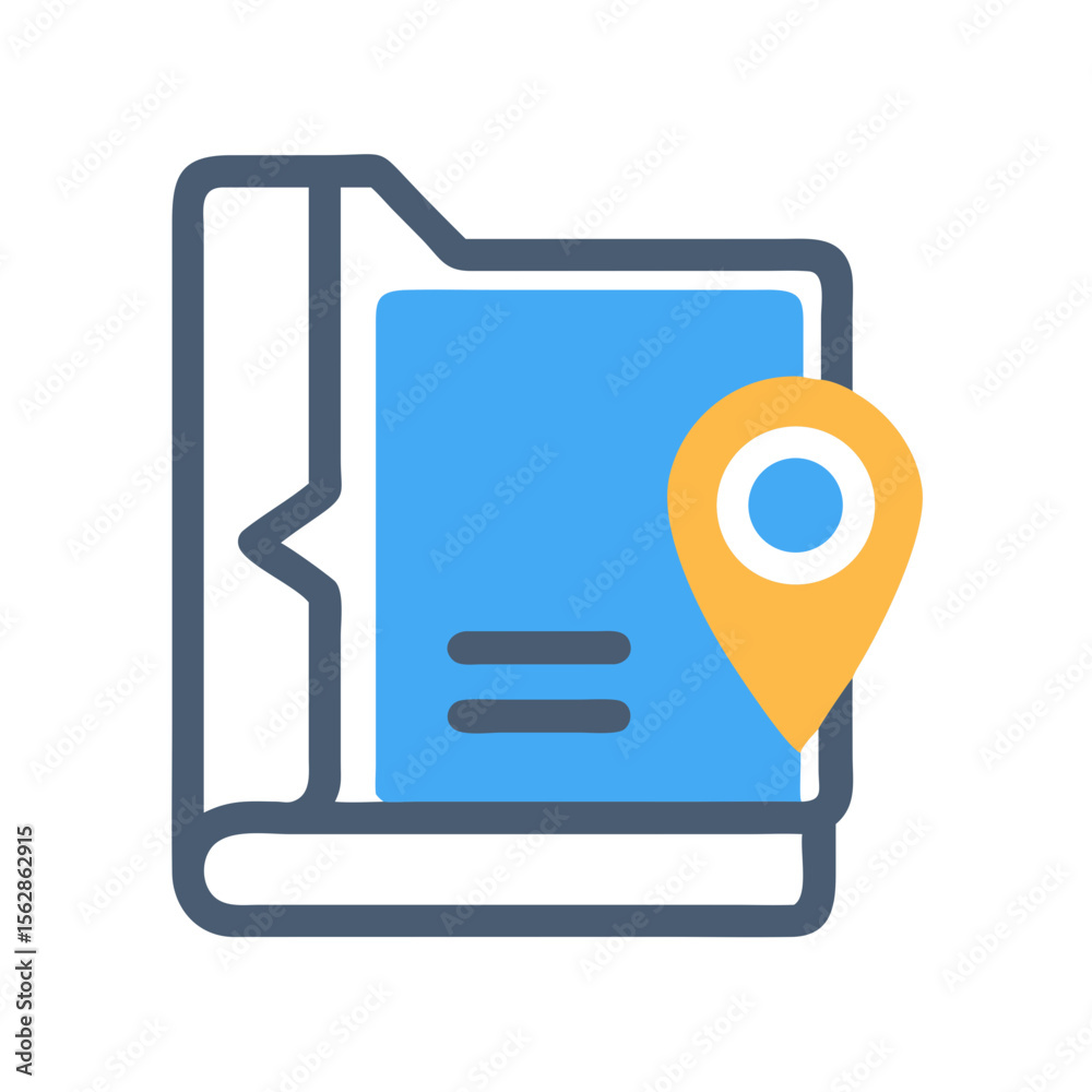 Fototapete document location icon with placeholder text and map pin