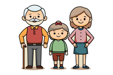 Family Portrait: An illustration capturing the warmth and unity of a family, depicting three generations with a sense of togetherness and love.
