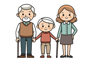 Multi-Generation Family Portrait: A heartwarming illustration showcases a family spanning multiple generations, their smiling faces and unified pose radiating love, connection.