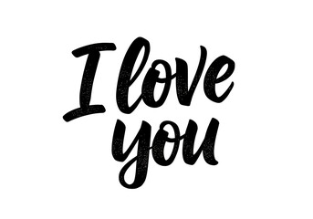 A stylish black calligraphy phrase i love you is isolated on transparent background