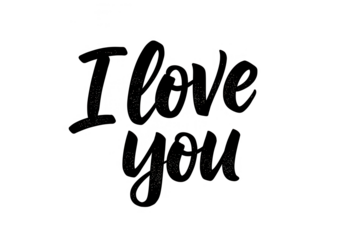 A stylish black calligraphy phrase i love you is isolated on transparent background