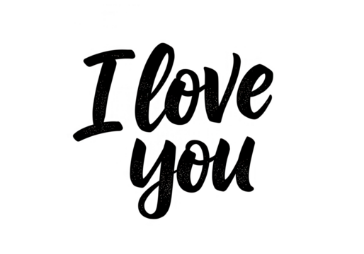 A stylish black calligraphy phrase i love you is isolated on transparent background - Powered by Adobe