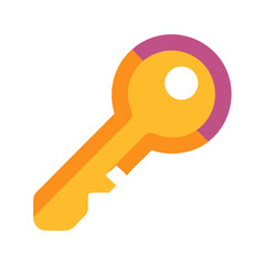 Colorful flat vector key isolated against a black background