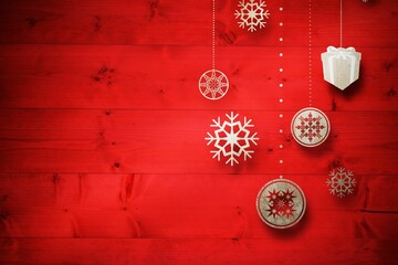 Obraz premium Christmas decorations over wood