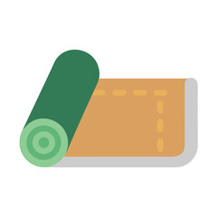 Stylized illustration of a partially rolled green yoga mat
