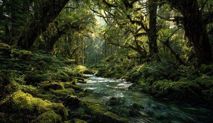 Fototapeta premium Lush rainforest stream