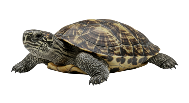 Striking Close-up of a Turtle: Detailed Shell Patterns and Textures of a Wild Reptile