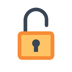 Unlocked padlock on black background illustrating security freedom concept
