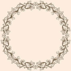 Vintage baroque frame with floral ornament engraving illustration art