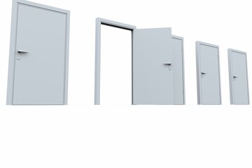 Obraz premium Open door in a row of closed ones
