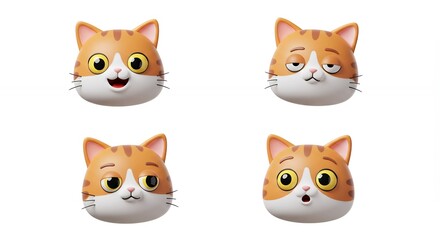 Cartoon cat faces set illustration